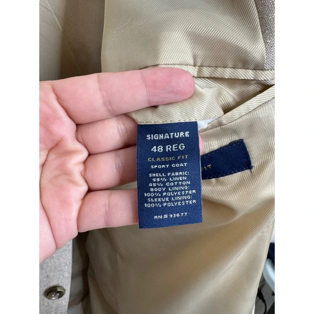 Stafford‎ Tan Linen Blend Classic Fit Sport Coat Size 48 Regular